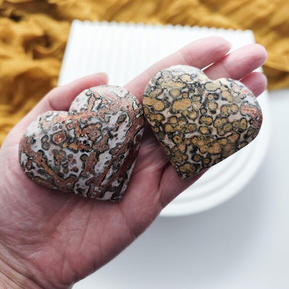 Leopard Skin Jasper Heart Crystal Carving Strength Crystals - Picture 7 of 9
